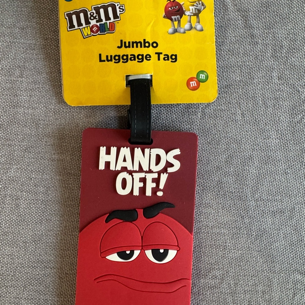 M&M'S Red 'Hands Off!' Jumbo Luggage Tag